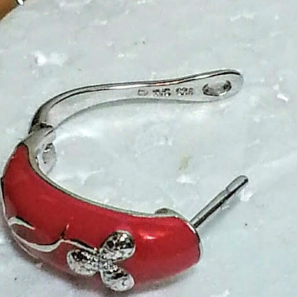 Swarovski pink enamel on .925 sterling earrings
